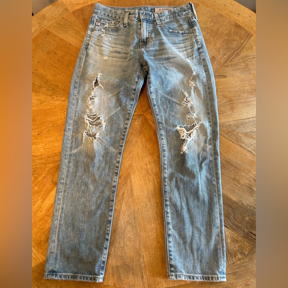 AG Adriano Goldschmied Ex‑Boyfriend Slouchy Slim AG‑ED Distressed Torn Jeans 24R - Picture 5 of 13